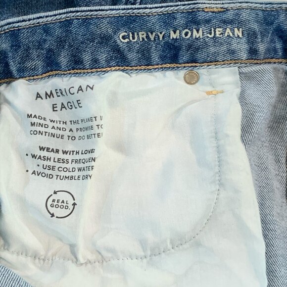 American Eagle Curvy Mom Jeans Size 20 Short Blue Stretch medium Wash Denim - Picture 14 of 15